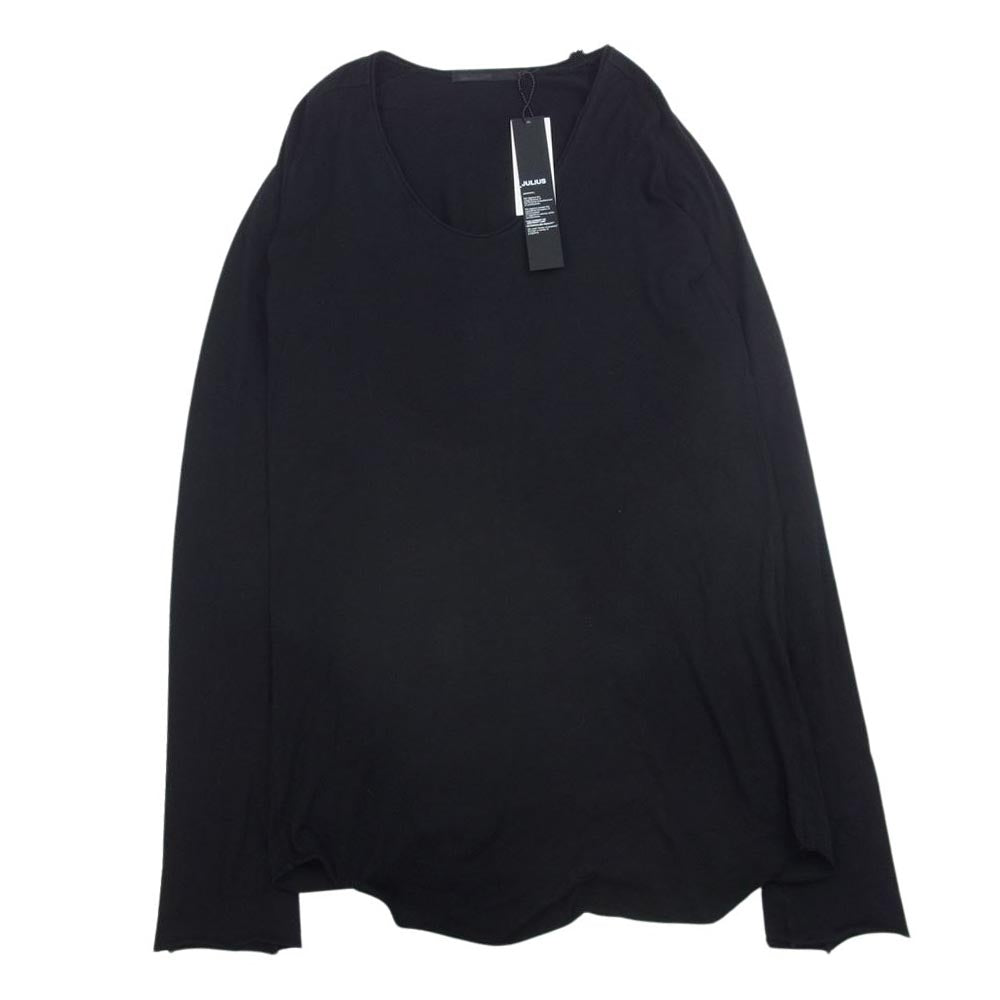 JULIUS ユリウス 12AW 397CUM1 ギザコットン Uネック 長袖 カットソー Tシャツ ブラック系 1【中古】