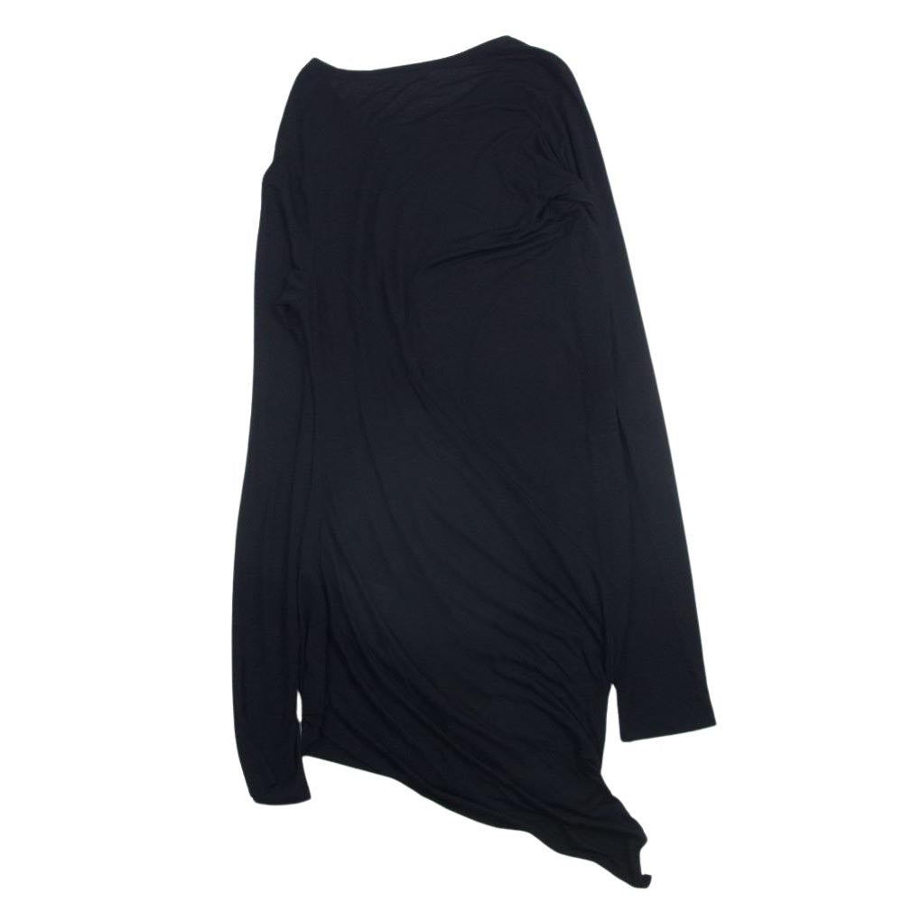 JULIUS ユリウス 14SS 460CUM8 MA_JULIUS エムエーユリウス モダールガーゼ アシンメトリー シャーリング カットソー 長袖 Tシャツ ブラック系 1【中古】