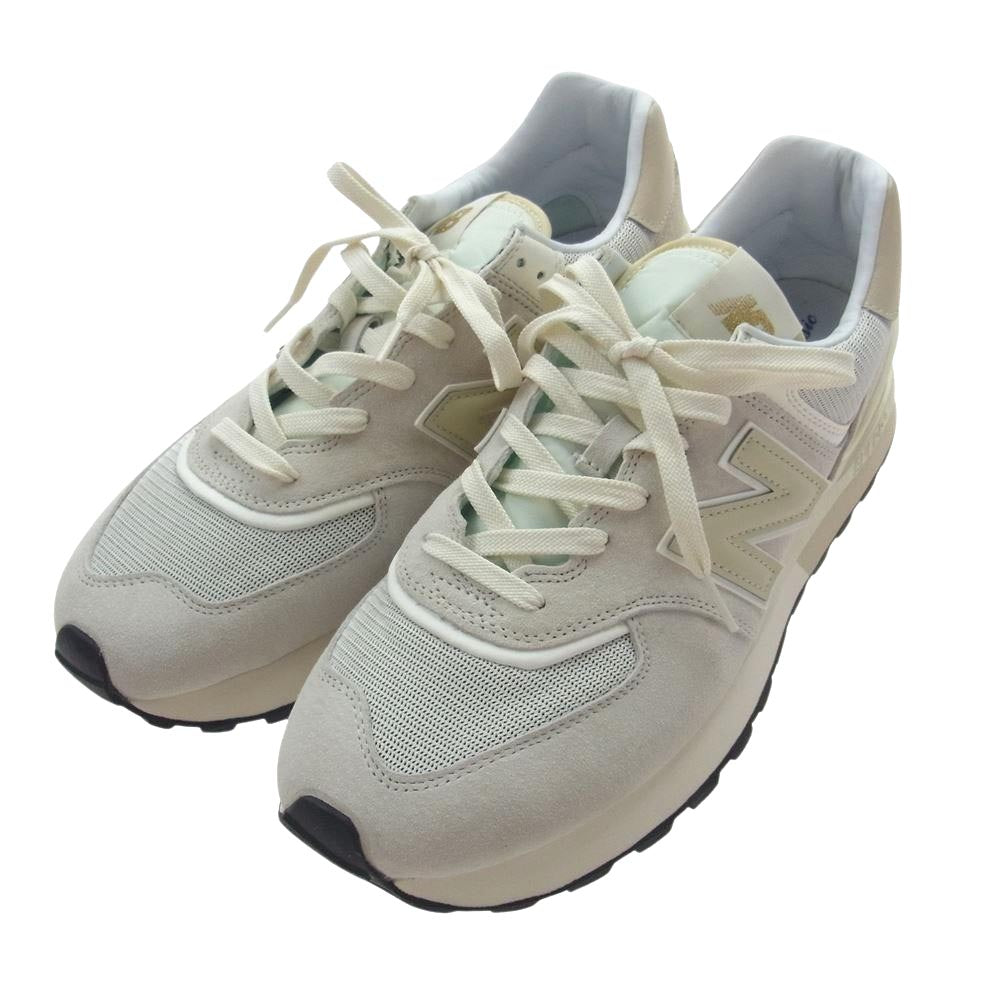 NEW BALANCE ニューバランス U574LGE1 スエード メッシュ ローカット スニーカー オフホワイト系 30cm【極上美品】【中古】