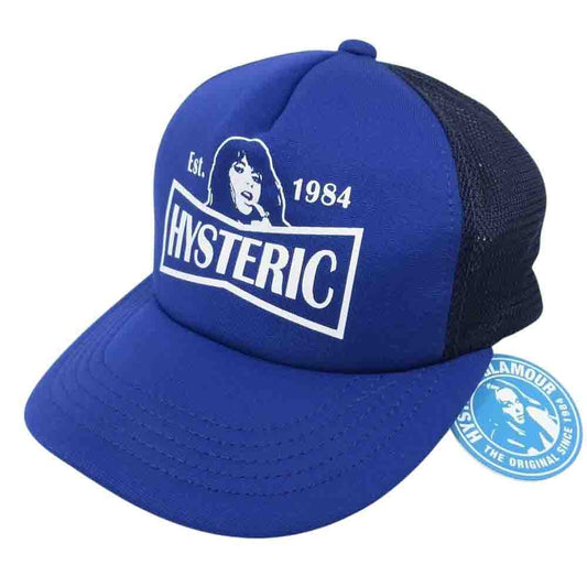 HYSTERIC GLAMOUR ヒステリックグラマー 18AW 02183QH05 SUPERFUZZ pt Est.1984 ロゴプリント メッシュ キャップ 帽子 ネイビー系 FREE【中古】