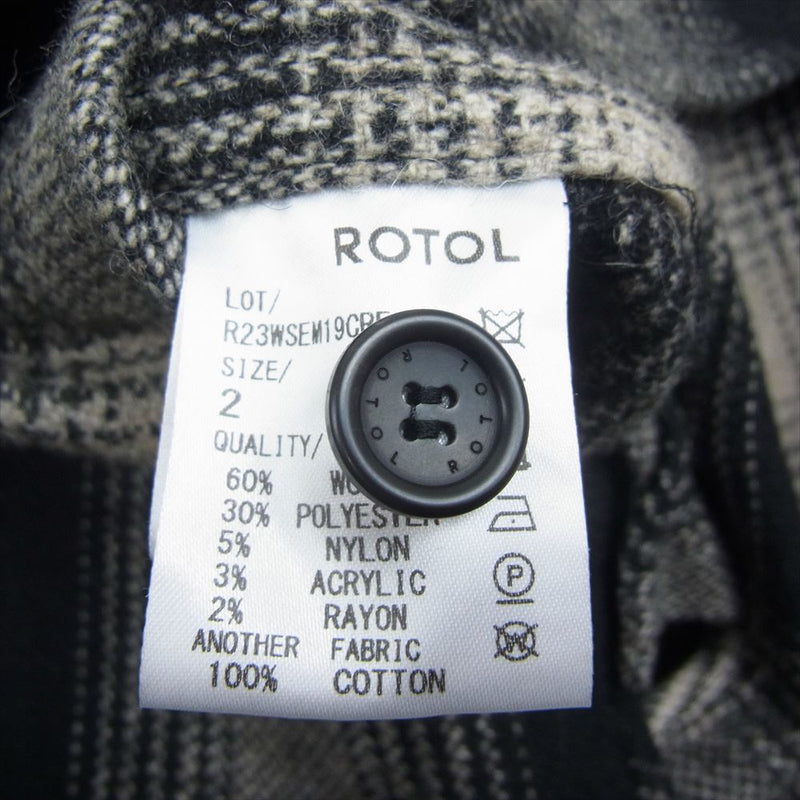 ロトル R23WSEM19 SNAP BUTTON SHIRT CHECK スナップボタン シャツ ジャケット ブラック系 2【極上美品】【中古】