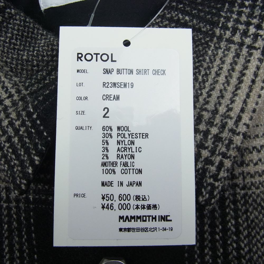 ロトル R23WSEM19 SNAP BUTTON SHIRT CHECK スナップボタン シャツ ジャケット ブラック系 2【極上美品】【中古】