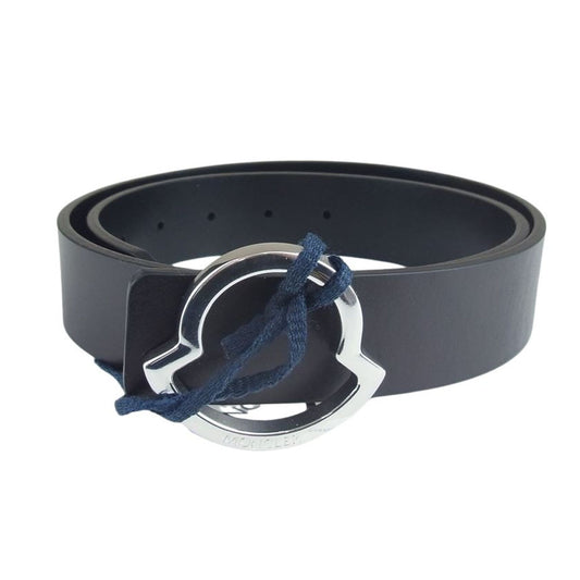 MONCLER モンクレール ロゴ バックル レザー ベルト  ブラック系 44【美品】【中古】