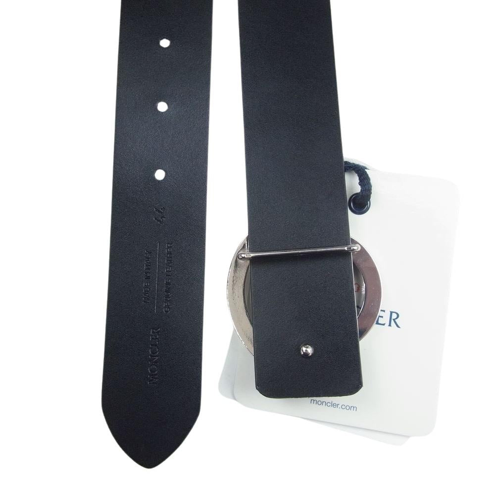 MONCLER モンクレール ロゴ バックル レザー ベルト  ブラック系 44【美品】【中古】