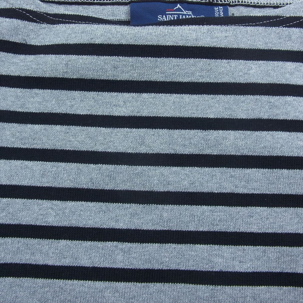 SAINT JAMES セントジェームス OUESSANT ウェッソン ボーダー Tシャツ  ブラック系 グレー系 36【極上美品】【中古】