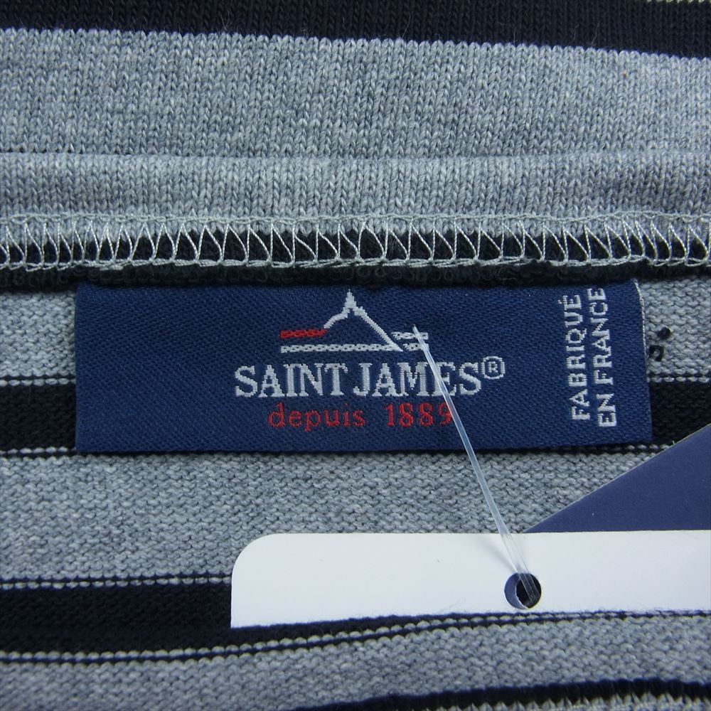 SAINT JAMES セントジェームス OUESSANT ウェッソン ボーダー Tシャツ  ブラック系 グレー系 36【極上美品】【中古】