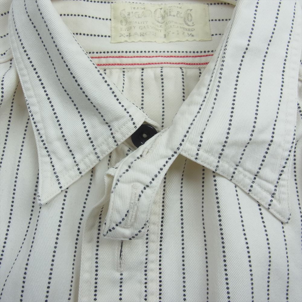 SUGAR CANE シュガーケーン SC27076 FICTION ROMANCE フィクション ロマンス ヒッコリー 長袖 シャツ ホワイト系 XL【中古】