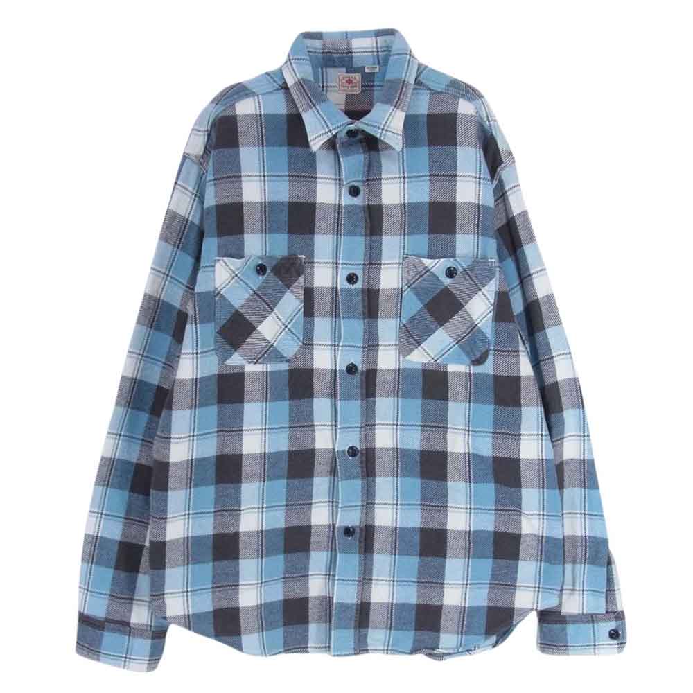 SUGAR CANE シュガーケーン SC27064 TWILL CHECK WORK SHIRT ツイル チェック ネル 長袖 シャツ ライトブルー系 XL【中古】