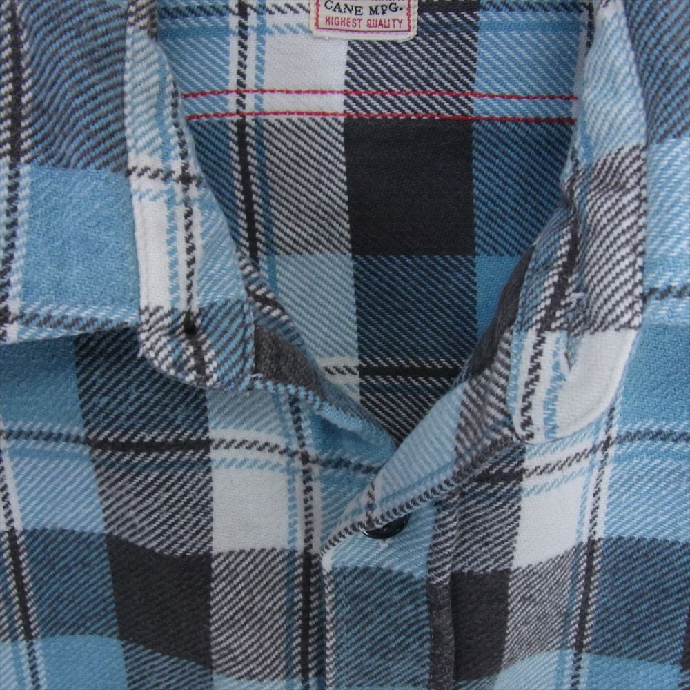 SUGAR CANE シュガーケーン SC27064 TWILL CHECK WORK SHIRT ツイル チェック ネル 長袖 シャツ ライトブルー系 XL【中古】