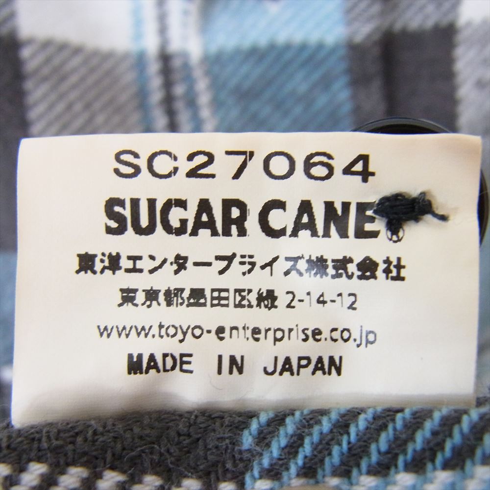 SUGAR CANE シュガーケーン SC27064 TWILL CHECK WORK SHIRT ツイル チェック ネル 長袖 シャツ ライトブルー系 XL【中古】