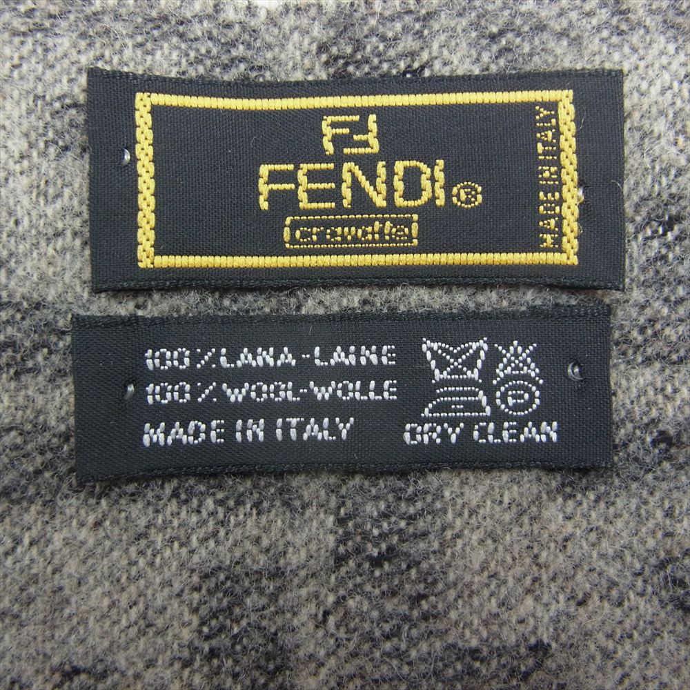 FENDI フェンディ イタリア製 ズッカ柄 ウール マフラー ストール グレー系【中古】