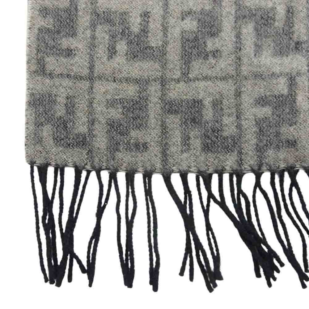 FENDI フェンディ イタリア製 ズッカ柄 ウール マフラー ストール グレー系【中古】