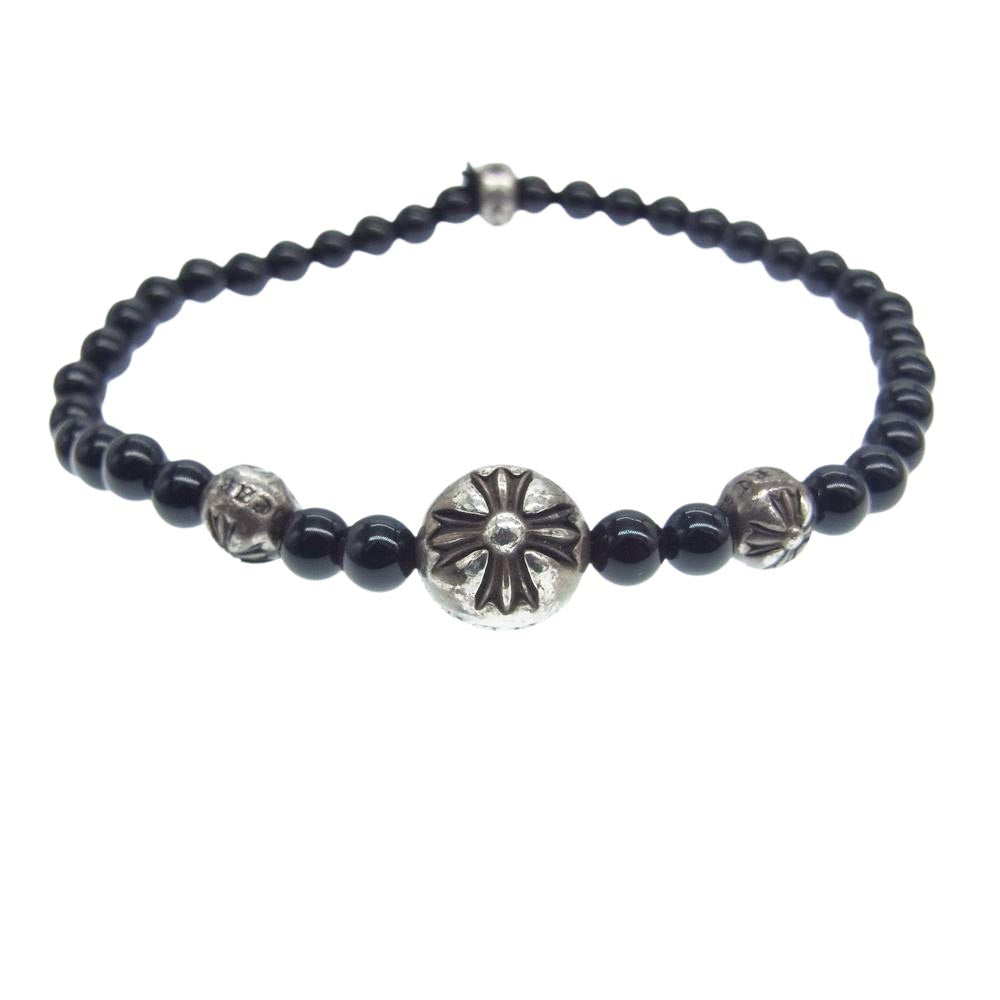 CHROME HEARTS クロムハーツ（原本有） BEAD クロスボール ビーズ ブレスレット 4mm ブラック ブラック系【中古】