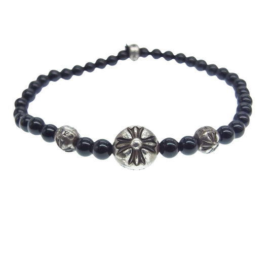 CHROME HEARTS クロムハーツ（原本有） BEAD クロスボール ビーズ ブレスレット 4mm ブラック ブラック系【中古】