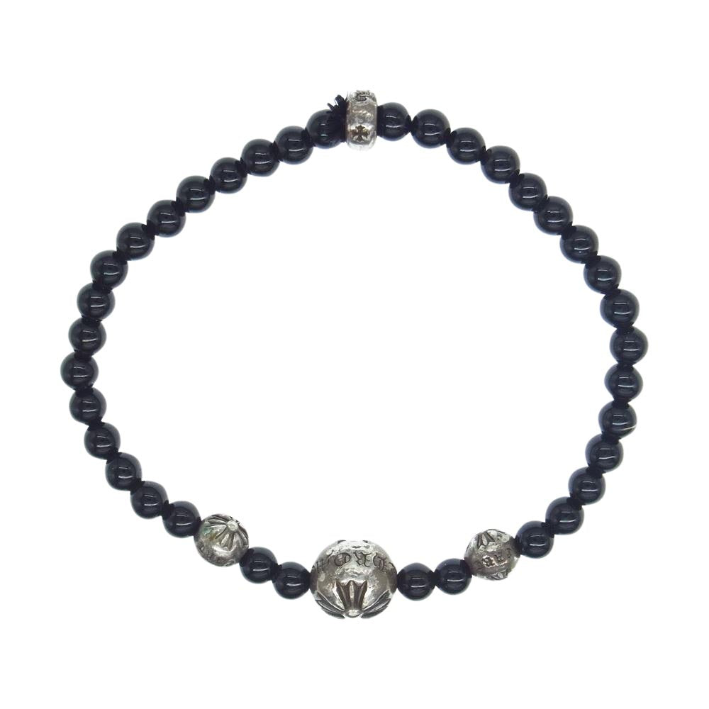 CHROME HEARTS クロムハーツ（原本有） BEAD クロスボール ビーズ ブレスレット 4mm ブラック ブラック系【中古】