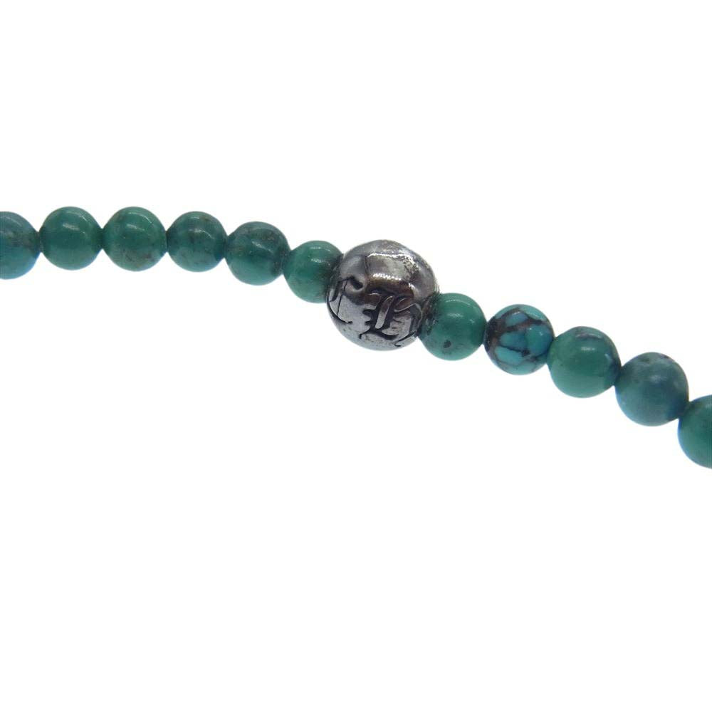 CHROME HEARTS クロムハーツ（原本無） BEAD クロスボール ビーズ ブレスレット 4mm ターコイズ エメラルドグリーン系【中古】