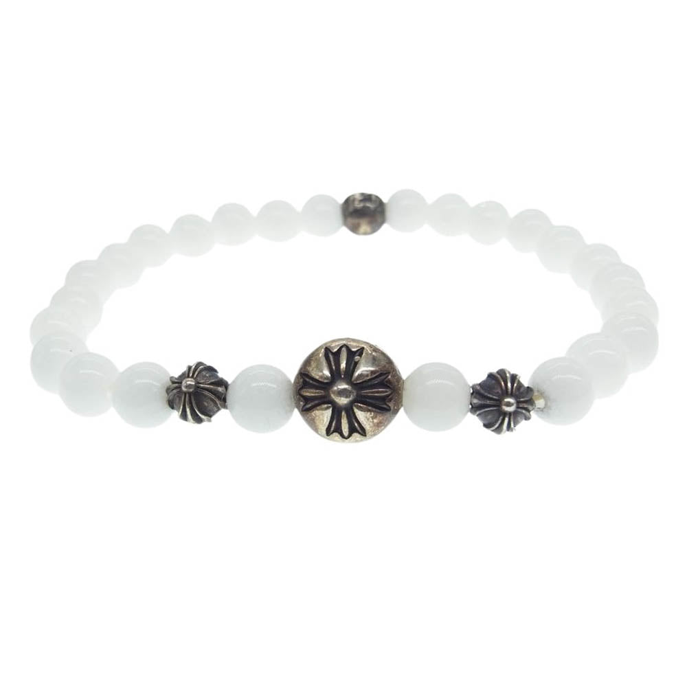 CHROME HEARTS クロムハーツ（原本有） BEAD クロスボール ビーズ ブレスレット 6mm ホワイト ホワイト系【中古】