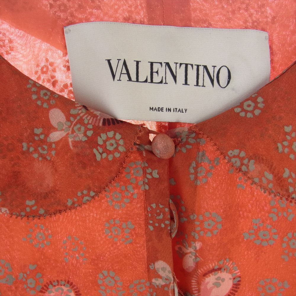 VALENTINO ヴァレンティノ シルク フラワー 花柄 ロング ワンピース オレンジ系 42【中古】