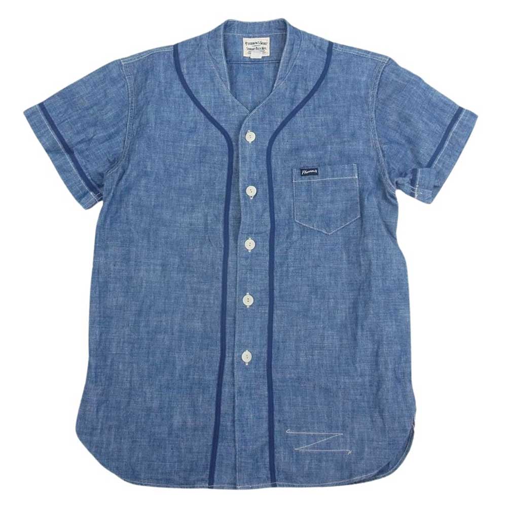 Pherrow's フェローズ ヘビー シャンブレー ベースボール シャツ インディゴブルー系 M【中古】