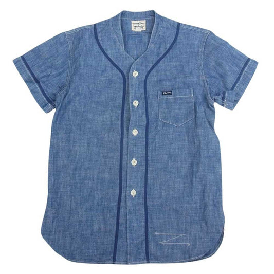 Pherrow's フェローズ ヘビー シャンブレー ベースボール シャツ インディゴブルー系 M【中古】