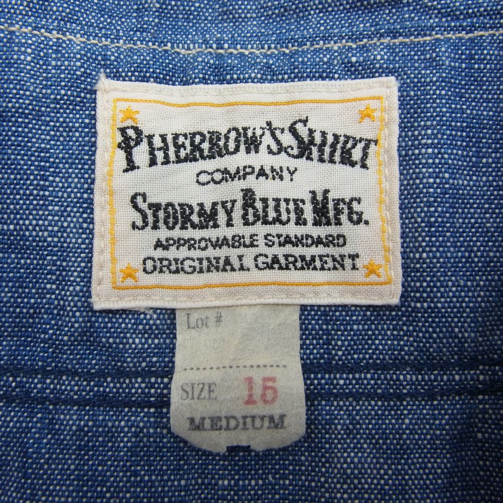 Pherrow's フェローズ ヘビー シャンブレー ベースボール シャツ インディゴブルー系 M【中古】
