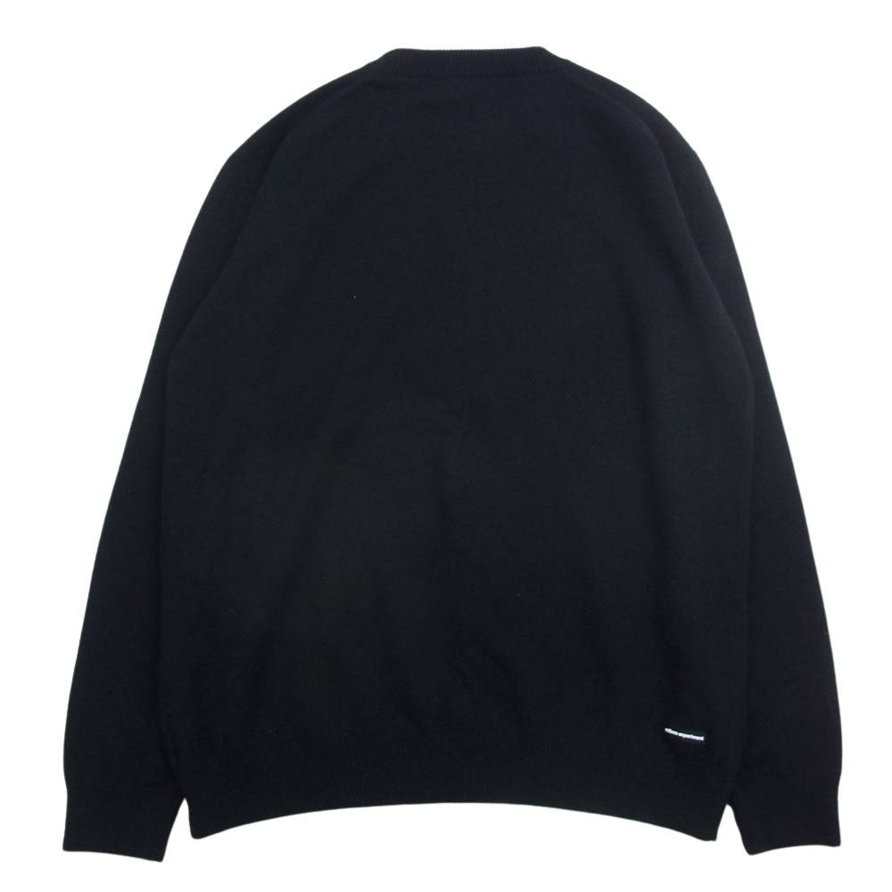 uniform experiment ユニフォームエクスペリメント 20AW UE-202074 AUTHENTIC LAMBS WOOL CREWNECK KNIT ワンポイント刺繍 ラムウール クルーネック ニット ブラック系 4【中古】