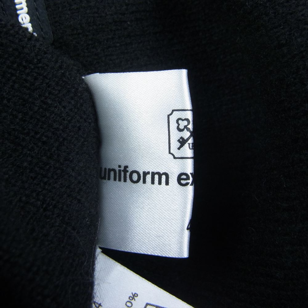 uniform experiment ユニフォームエクスペリメント 20AW UE-202074 AUTHENTIC LAMBS WOOL CREWNECK KNIT ワンポイント刺繍 ラムウール クルーネック ニット ブラック系 4【中古】