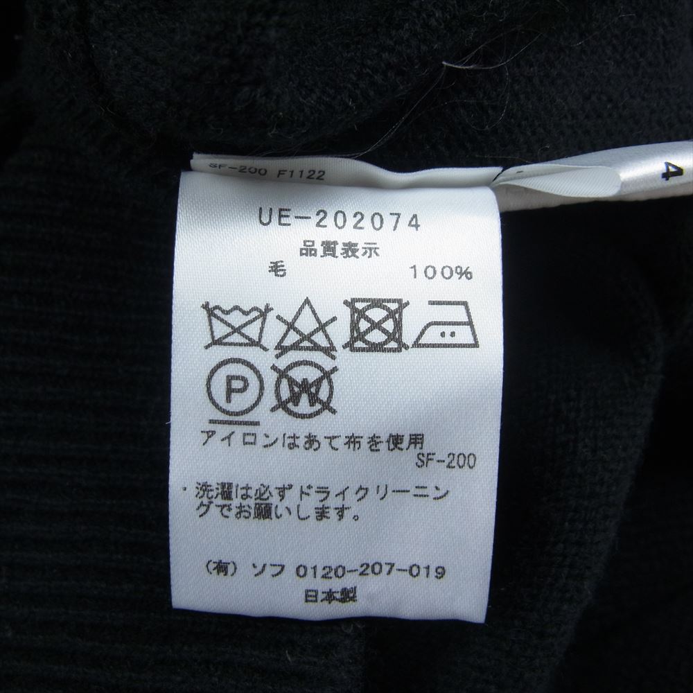 uniform experiment ユニフォームエクスペリメント 20AW UE-202074 AUTHENTIC LAMBS WOOL CREWNECK KNIT ワンポイント刺繍 ラムウール クルーネック ニット ブラック系 4【中古】