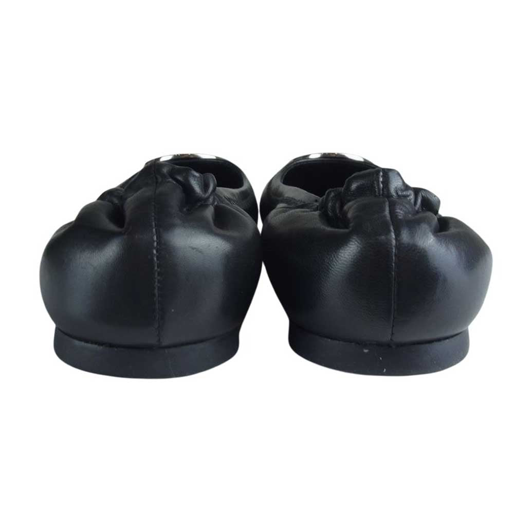 トリバーチ シルバー ロゴ フラット パンプス バレエシューズ ブラック系 7M【中古】