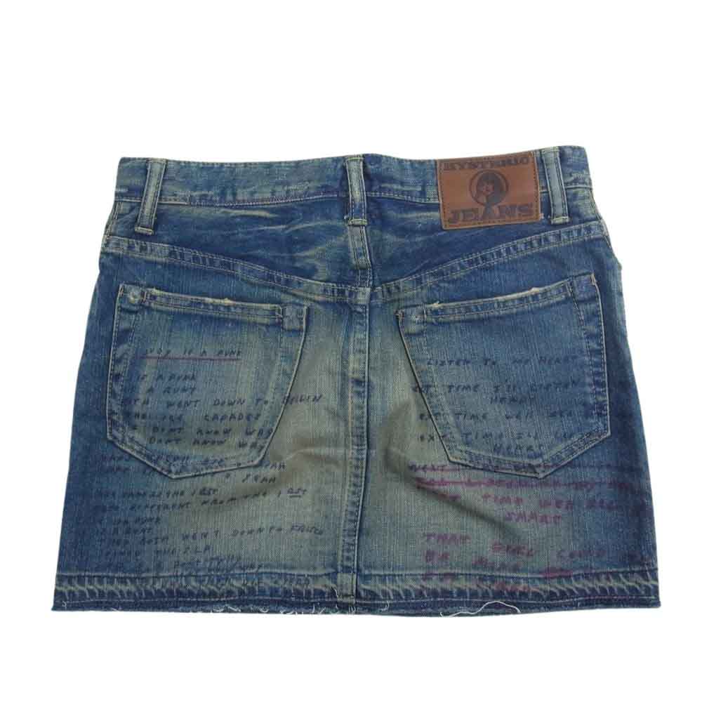 HYSTERIC GLAMOUR ヒステリックグラマー RAMONES 英字プリント スタッズ 5ポケット デニム ミニスカート インディゴブルー系【中古】