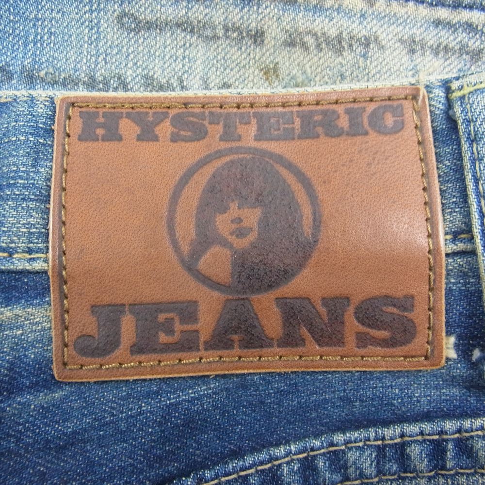 HYSTERIC GLAMOUR ヒステリックグラマー RAMONES 英字プリント スタッズ 5ポケット デニム ミニスカート インディゴブルー系【中古】