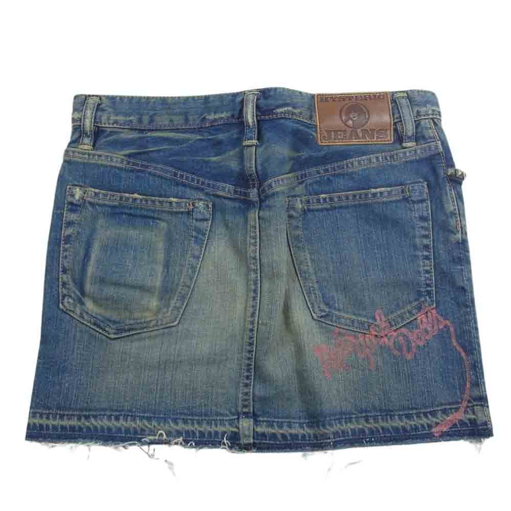 HYSTERIC GLAMOUR ヒステリックグラマー JEANS THE NEWYORK 英字プリント スタッズ 5ポケット デニム ミニスカート インディゴブルー系【中古】
