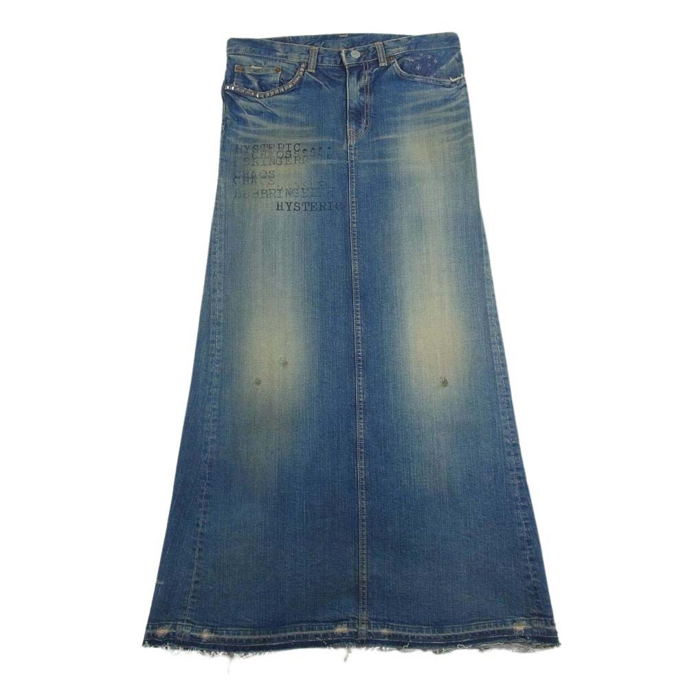 HYSTERIC GLAMOUR ヒステリックグラマー 2AK-2502 KINKY スタッズ ジップフライ フレア スカート インディゴブルー系 S【中古】