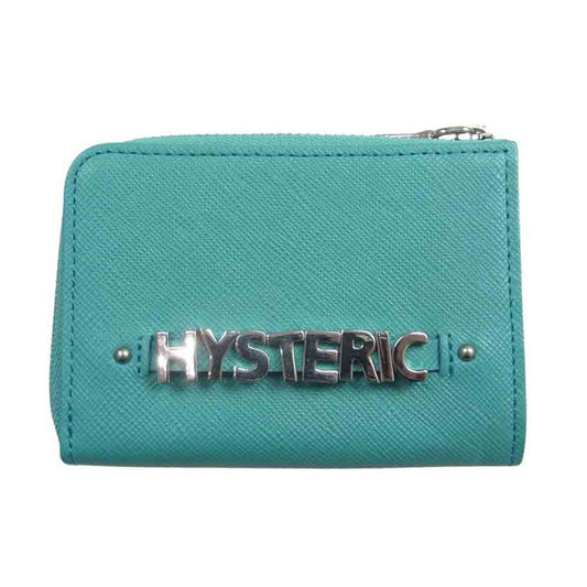 HYSTERIC GLAMOUR ヒステリックグラマー 01182QG04970 シルバー ロゴ ツートーン ミニ ウォレット コインケース ターコイズブルー系 F【中古】