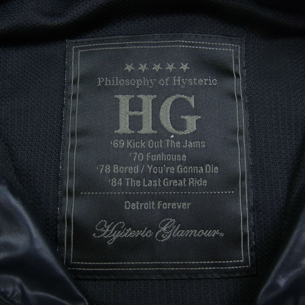 HYSTERIC GLAMOUR ヒステリックグラマー 2AB-6680 袖プリント ナイロン フルジップ シングル ライダースジャケット ブラック系 F【中古】