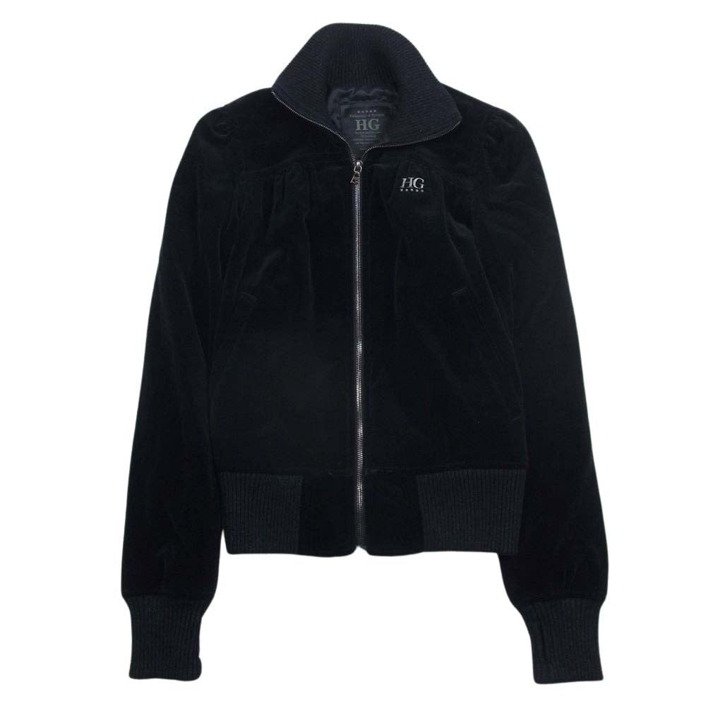 HYSTERIC GLAMOUR ヒステリックグラマー 2AB-6580 バックロゴ刺繍 裏地キルティング ベロア スカジャン フルジップ ブルゾン ジャケット ブラック系 F【中古】