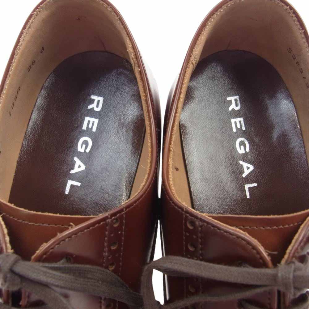 REGAL リーガル 122R AL 内羽 パンチド キャップトゥ セミブローグ レザー シューズ ブラウン系 26cm【中古】
