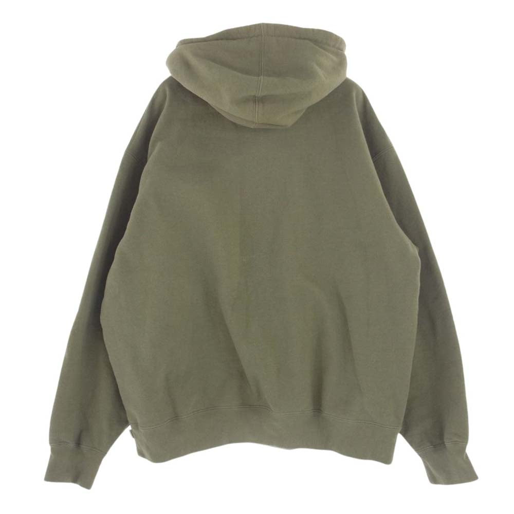 Supreme シュプリーム 23AW Box Drawcord Hooded Sweatshirt スモールボックスロゴ ドローコード プルオーバ― パーカー フーディ グリーン系 L【中古】