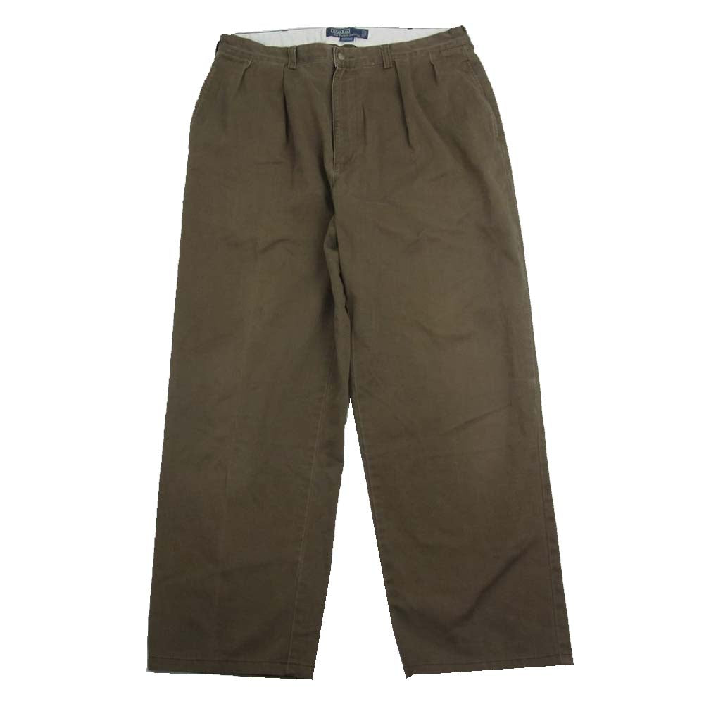 POLO RALPH LAUREN ポロ・ラルフローレン 90s CLASSIC CHINO ANDREW PANT クラシック チノ ポロチノ 2タック アンドリュー パンツ カーキ系 36/30【中古】