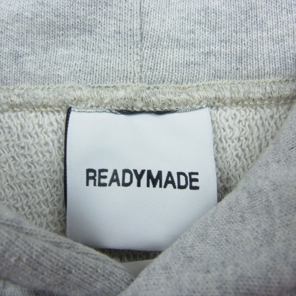 READY MADE レディメイド RM-J01-0000-019 HOODIE (R.MUTT) カレッジ ロゴ プリント プルオーバー フーディー スウェット パーカー グレー系 XL【新古品】【未使用】【中古】
