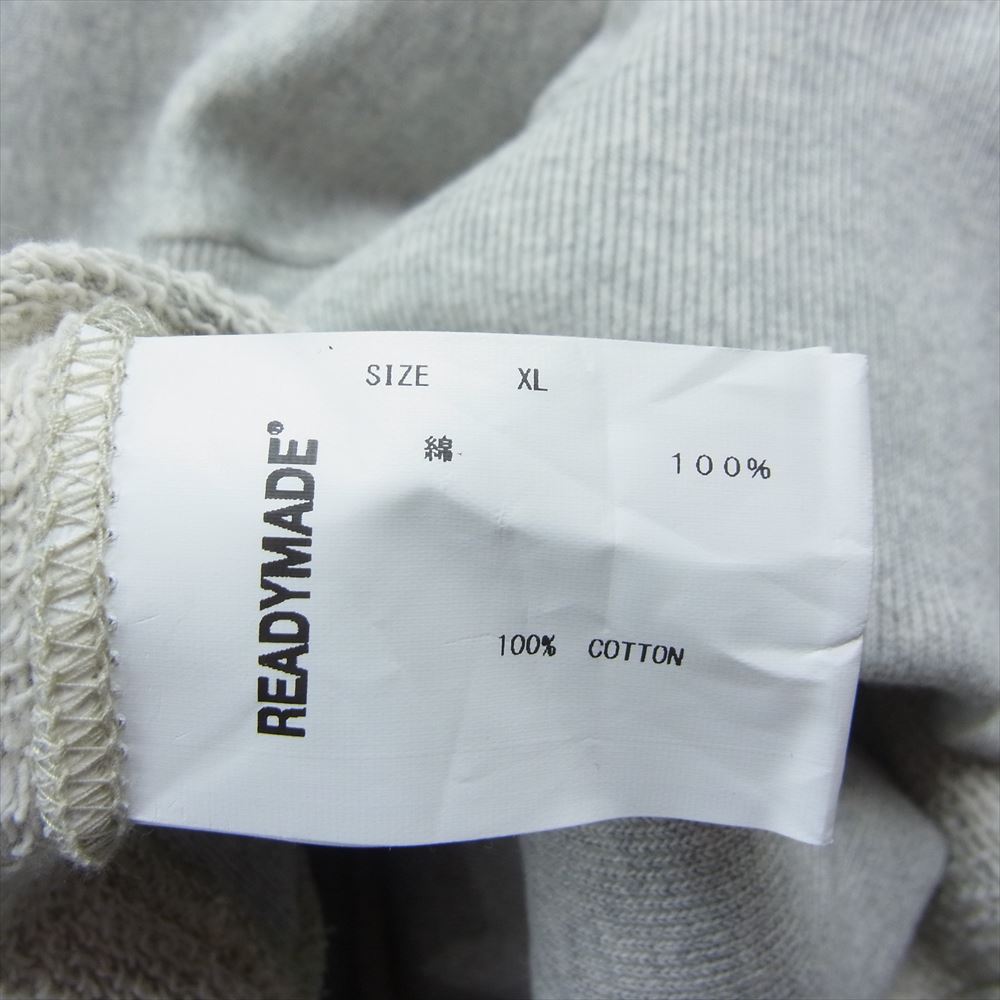 READY MADE レディメイド RM-J01-0000-019 HOODIE (R.MUTT) カレッジ ロゴ プリント プルオーバー フーディー スウェット パーカー グレー系 XL【新古品】【未使用】【中古】