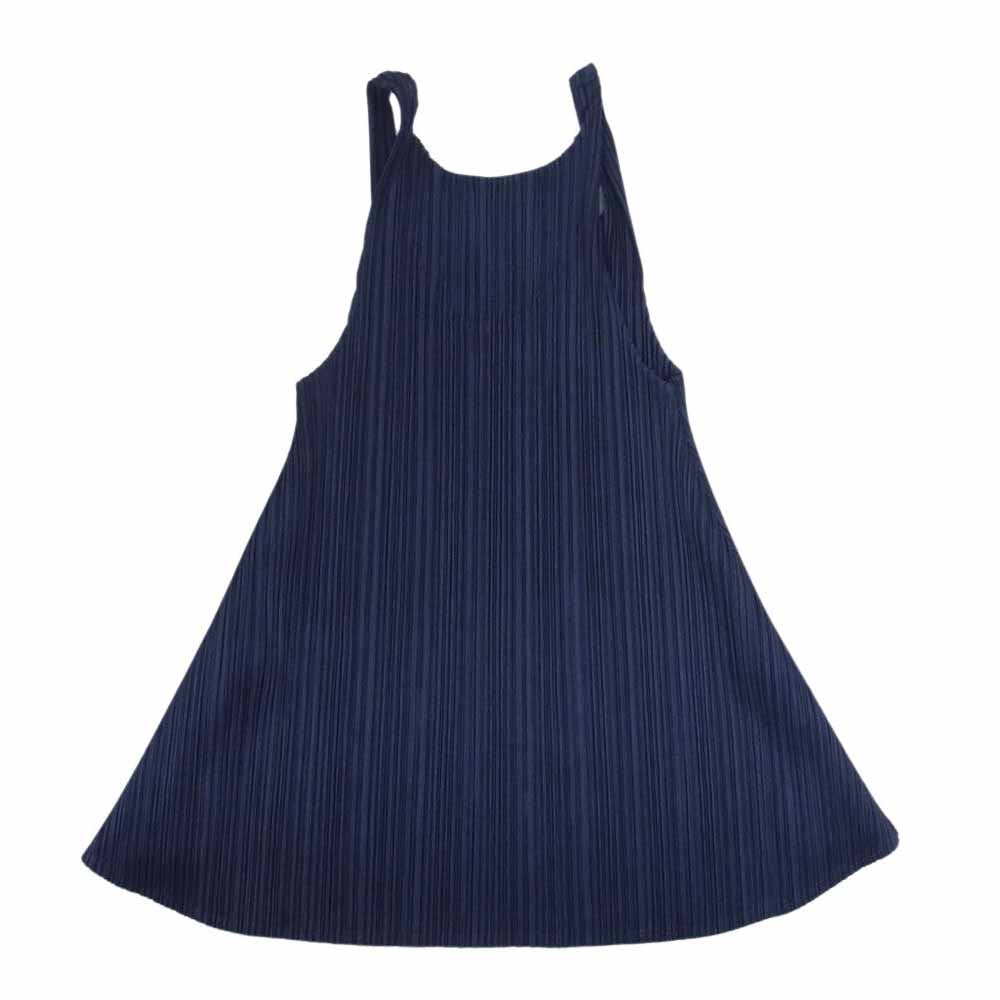 PLEATS PLEASE プリーツプリーズ イッセイミヤケ PP41-JK803 プリーツ加工 フレア ノースリーブ キャミソール ネイビー ネイビー系 3【美品】【中古】