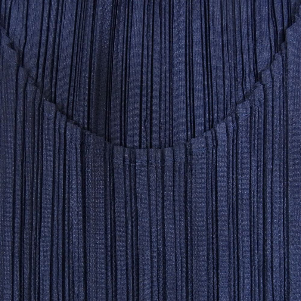 PLEATS PLEASE プリーツプリーズ イッセイミヤケ PP41-JK803 プリーツ加工 フレア ノースリーブ キャミソール ネイビー ネイビー系 3【美品】【中古】