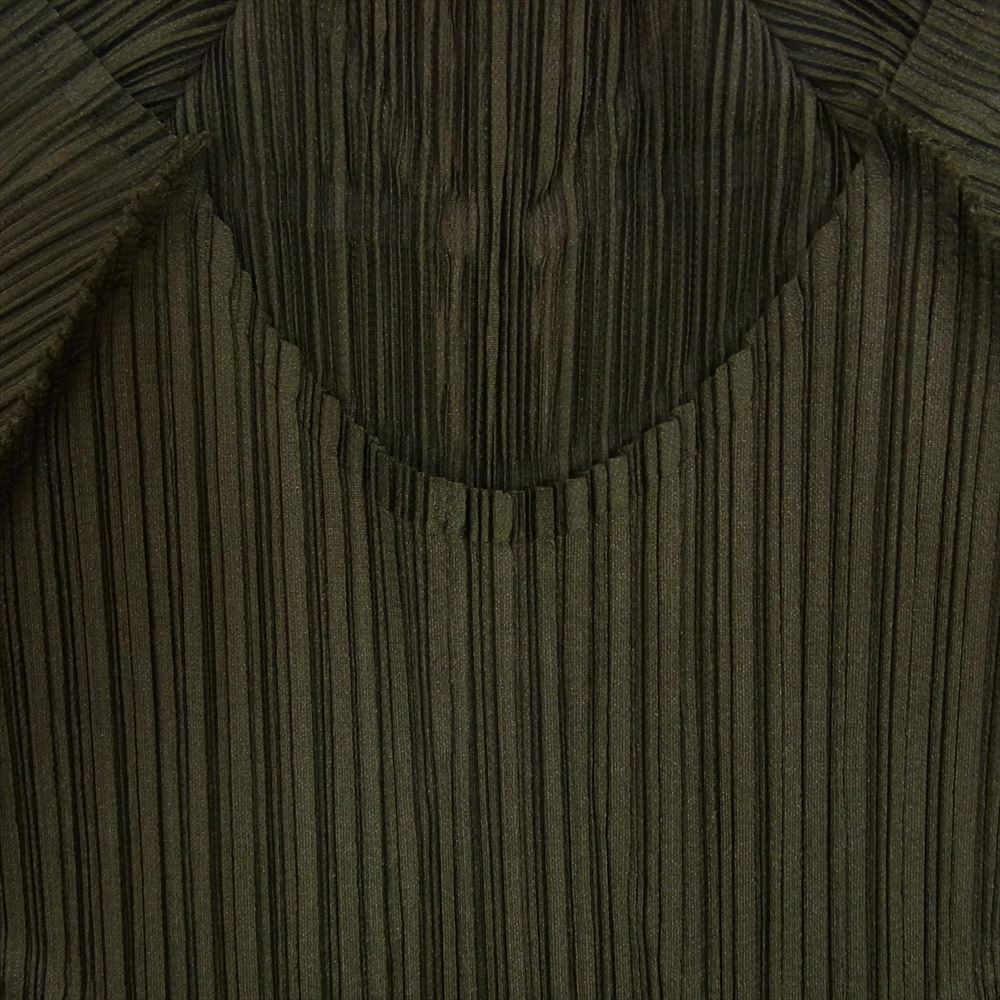 PLEATS PLEASE プリーツプリーズ イッセイミヤケ PP81-JK202 プリーツ加工 フレンチスリーブ カットソー 半袖 カーキ系 3【美品】【中古】