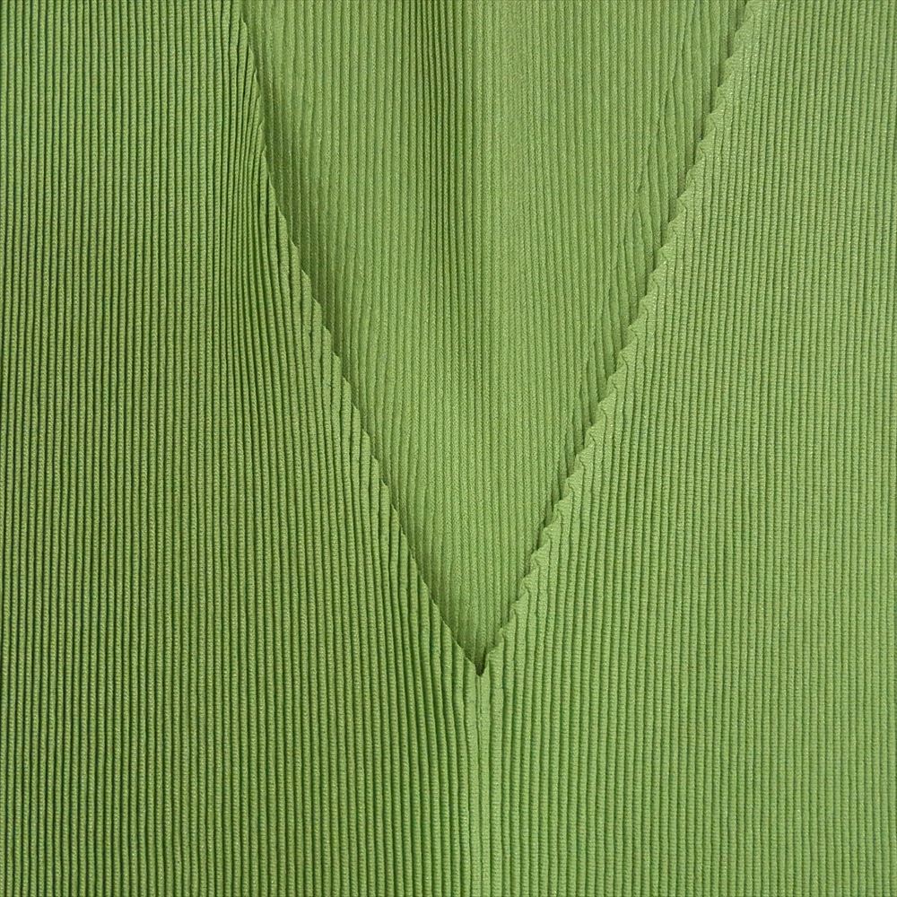 PLEATS PLEASE プリーツプリーズ イッセイミヤケ PP41-FK317 プリーツ加工 細プリーツ Vネック カットソー 5分袖 グリーン系 3【美品】【中古】