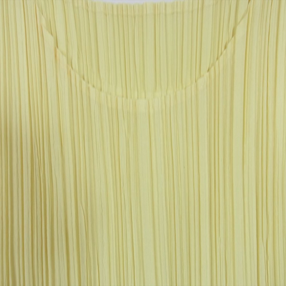 PLEATS PLEASE プリーツプリーズ イッセイミヤケ PP61-JK642 プリーツ加工 フレンチスリーブ カットソー 半袖 イエロー系 3【美品】【中古】