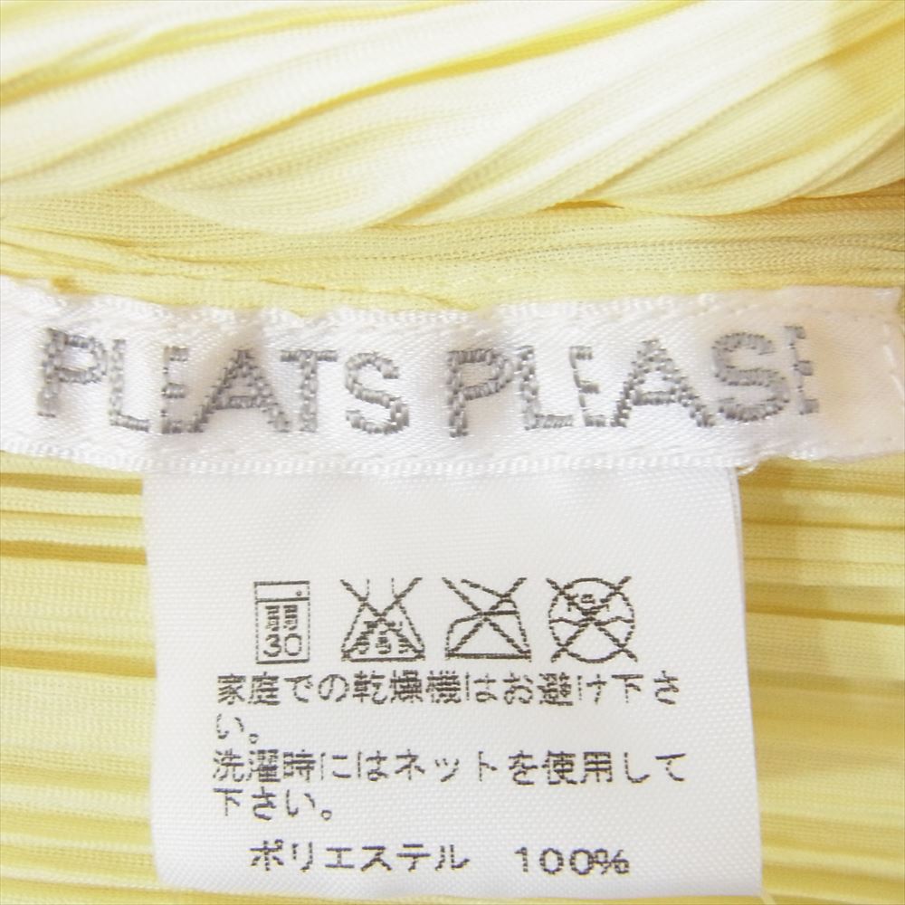 PLEATS PLEASE プリーツプリーズ イッセイミヤケ PP61-JK642 プリーツ加工 フレンチスリーブ カットソー 半袖 イエロー系 3【美品】【中古】