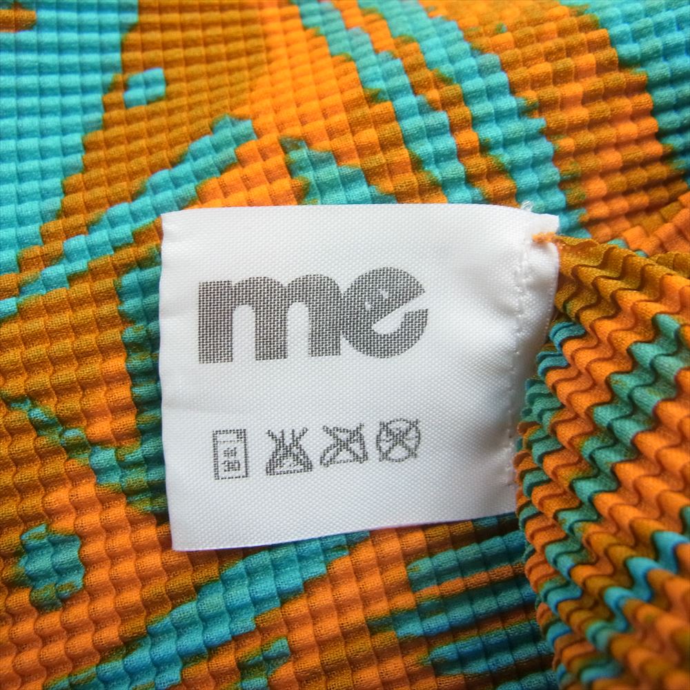 ISSEY MIYAKE イッセイミヤケ me ミー MI71FR712 ボックスプリーツ プリント 総柄 ノースリーブ カットソー グリーン系 オレンジ系【美品】【中古】