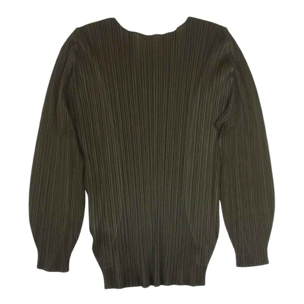 PLEATS PLEASE プリーツプリーズ イッセイミヤケ PP93-JK144 プリーツ加工  カットソー 長袖 カーキ系 3【美品】【中古】