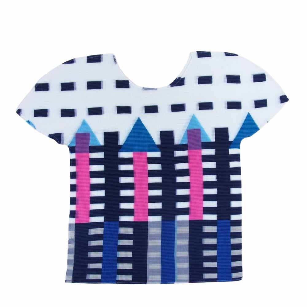 ISSEY MIYAKE イッセイミヤケ me ミー MI51FK576 ボックスプリーツ プリント カットソー 半袖 ホワイト系 サイズ表記無【新古品】【未使用】【中古】